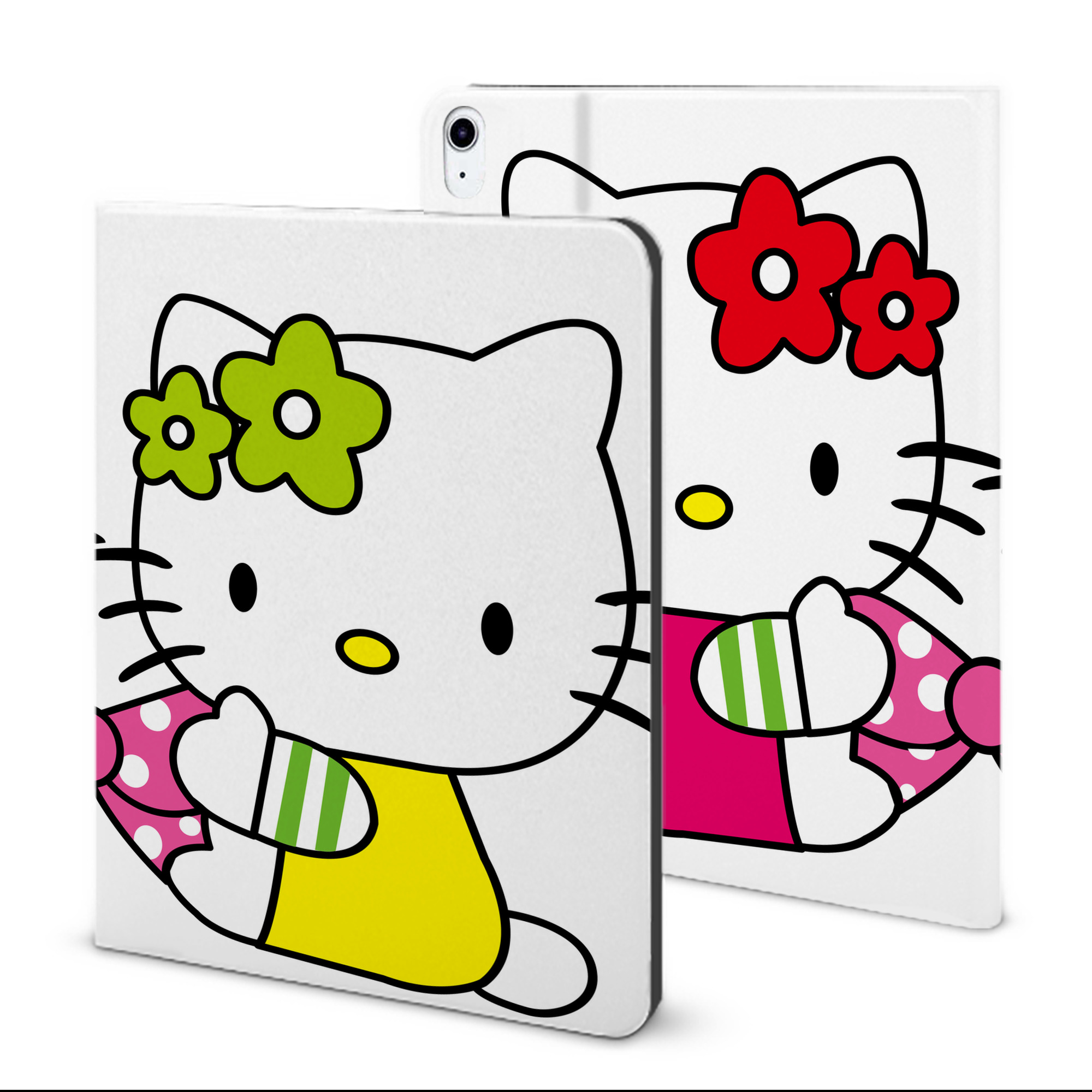 （画像用） Hello Kitty ハローキティ IPad ケース ブック型 PUレザー TPU 耐衝撃 軽量 薄型 ペン収納なし 全面保護 IPad 各モデル対応
